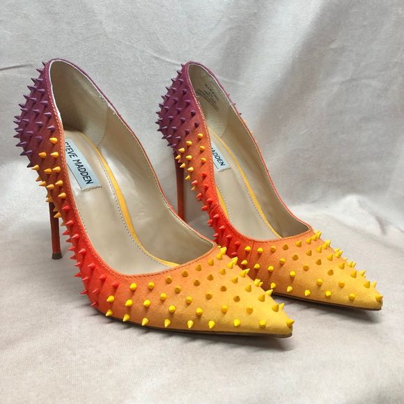 Steve Madden Shoes - Steve Madden women's spiked pump Stilettos VALA-S ORANGE MULTI ombre size 8.5